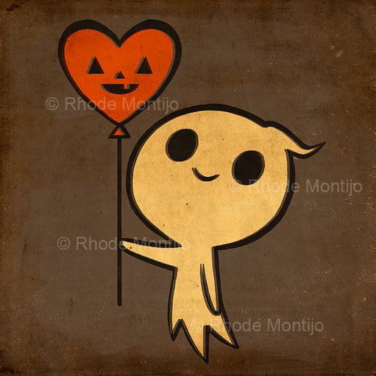 8" x 8" Signed Print: BALLOON GHOST