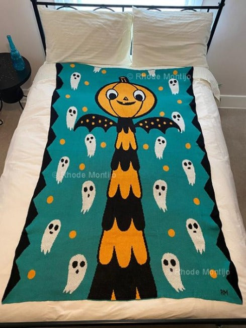 New Halloween Teal / store Green Ghost Throw Blanket!