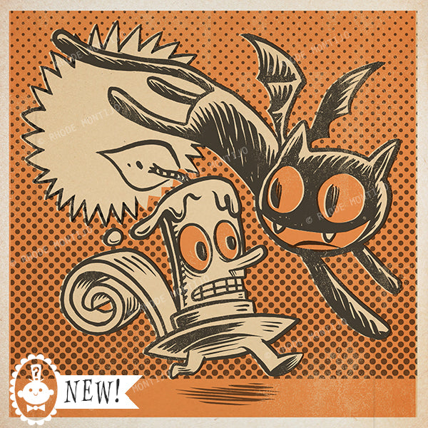 8" x 8" Signed Print: BAT CAT AND CANDLE (Back in Stock!)