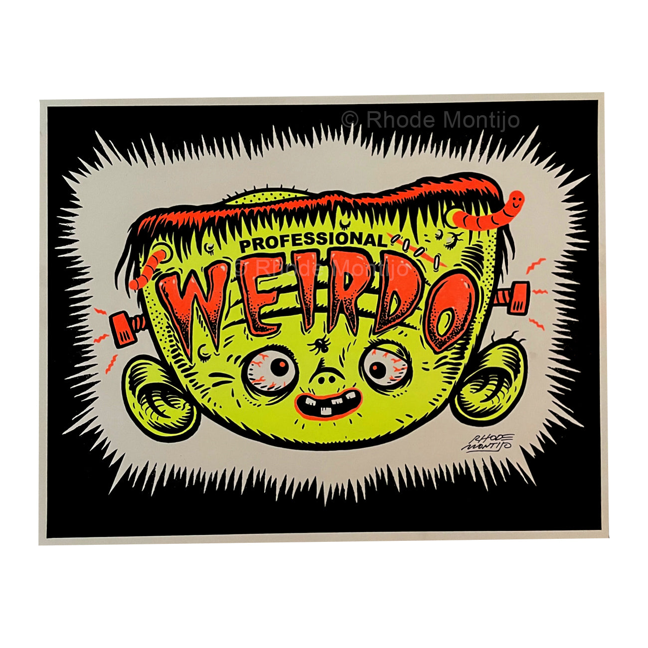 11" x 14" Signed Neon Risograph Print: PROFESSIONAL WEIRDO