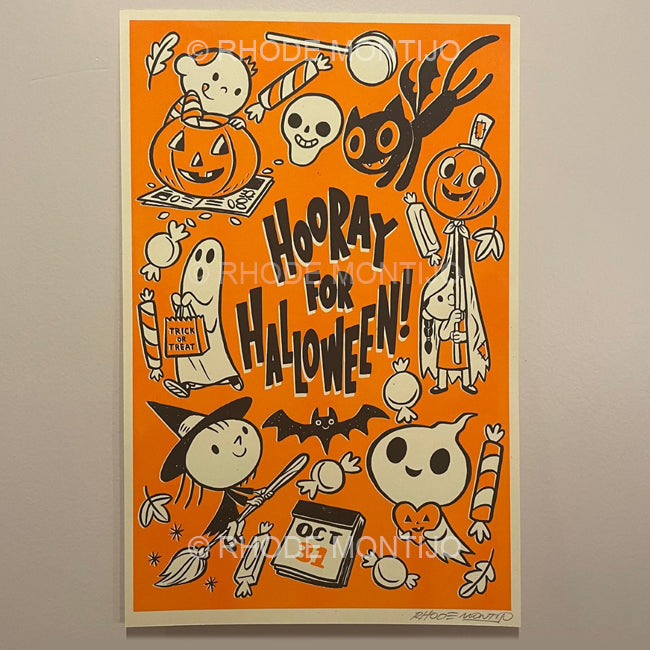 11" x 17" Signed Risograph Print: HOORAY FOR HALLOWEEN! (Restocked!)