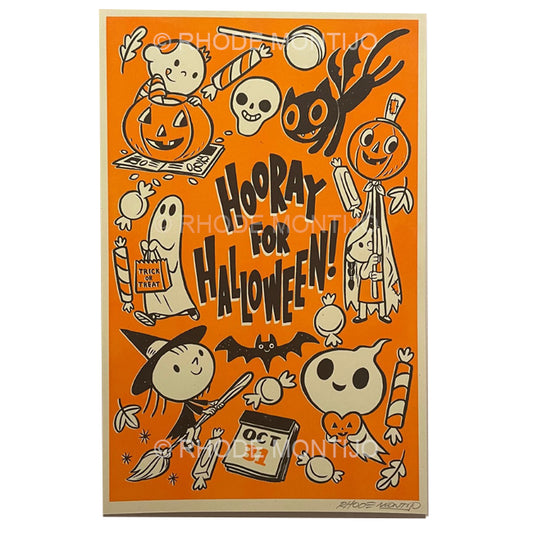 11" x 17" Signed Risograph Print: HOORAY FOR HALLOWEEN! (Restocked!)