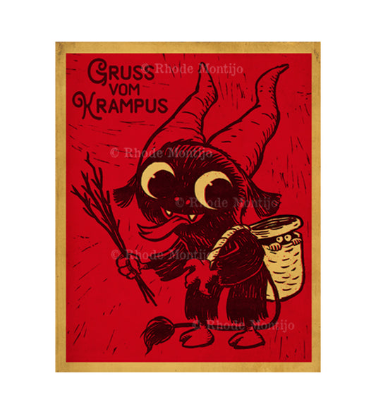 8x10 Print: "Kid Krampus with Basket" (Back In Stock!)
