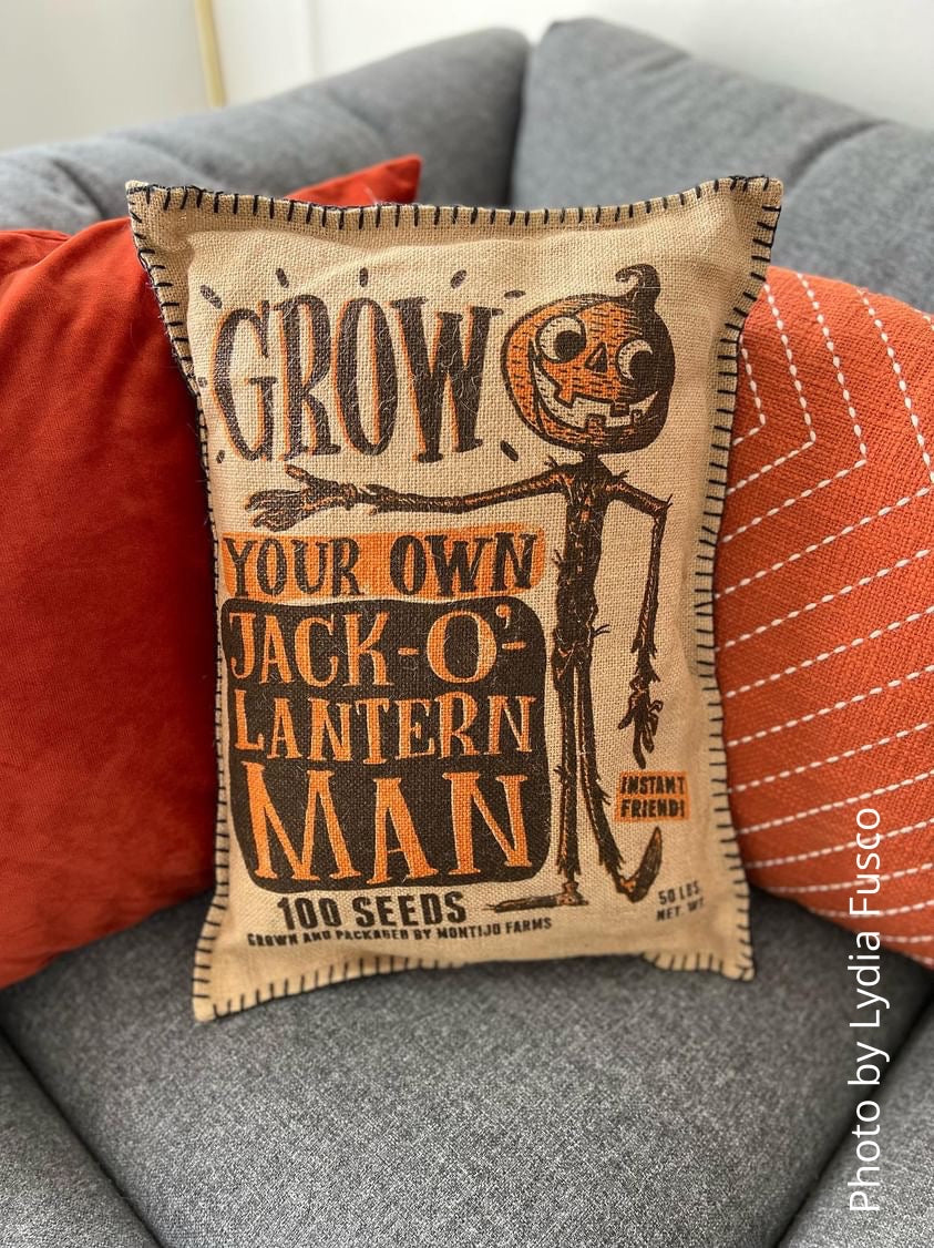 .New! Decorative Pillow Cushion: Grow Your Own Jack-O'-Lantern Man