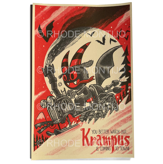New for SDCC 2025! 11" x 17" Signed Risograph Print: KRAMPUS IS COMING!
