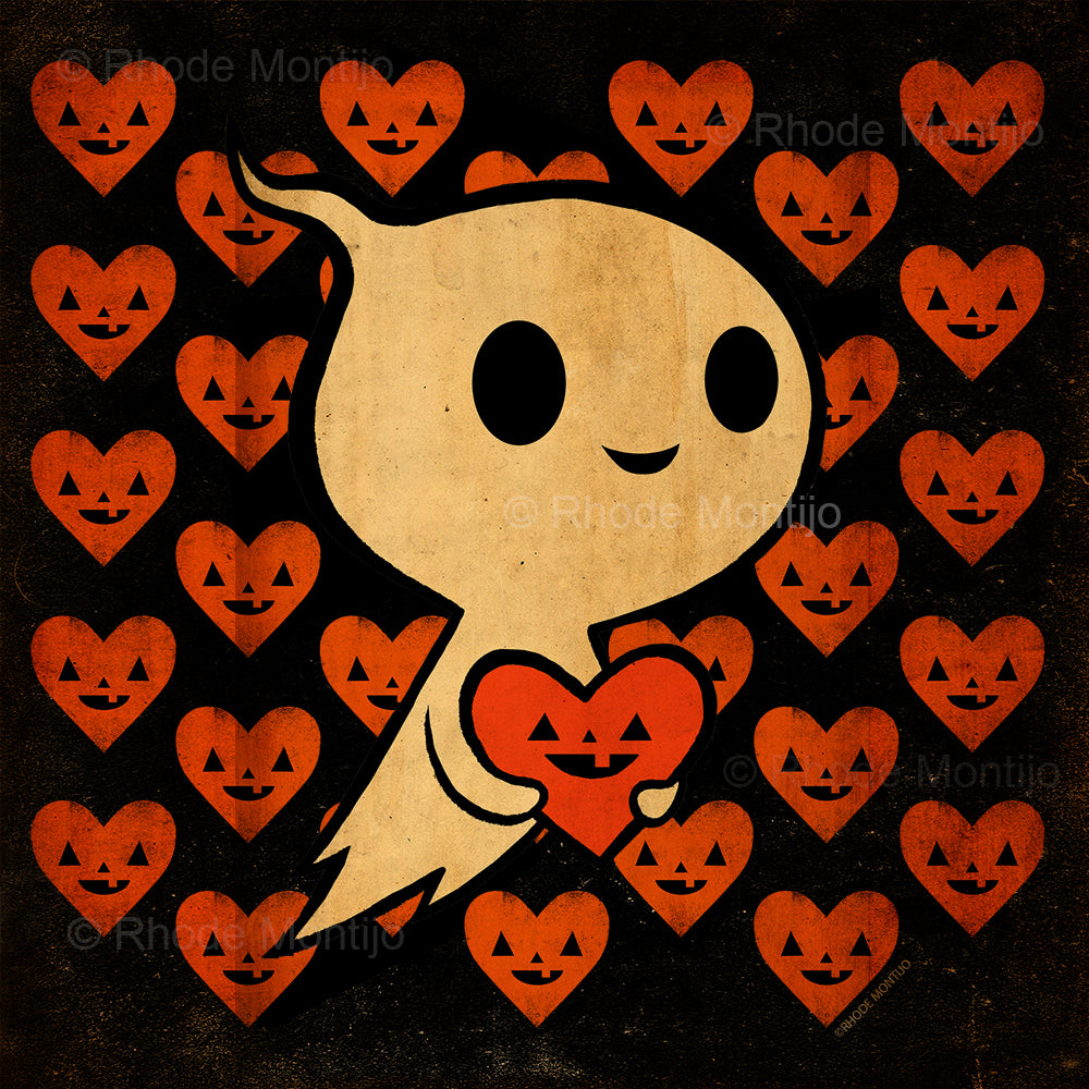 8" x 8" Signed Print: VALENTINE GHOST with pattern