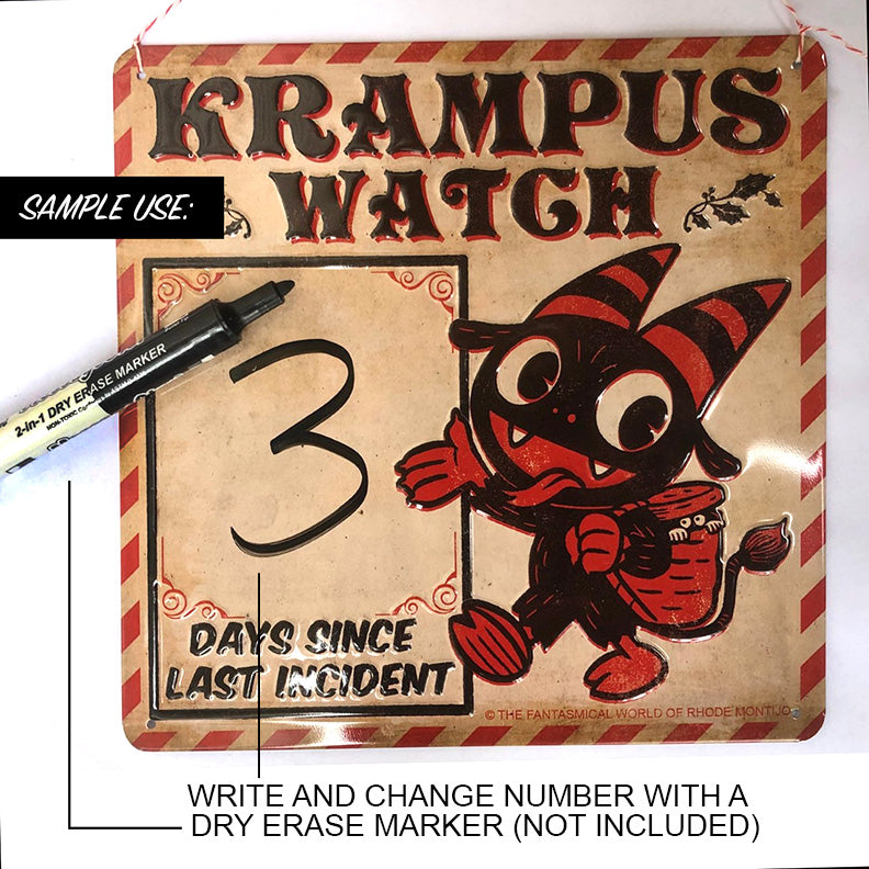 KRAMPUS WATCH Embossed Tin Sign